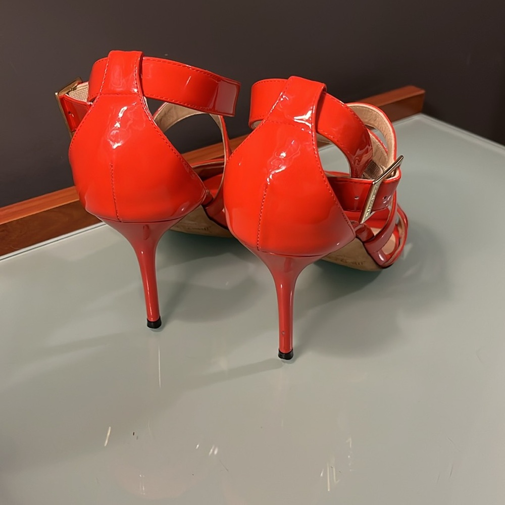 Jimmy Choo Flame Orange / Red Patent 'Lottie' Criss Cross Sandals - Picture 4 of 7